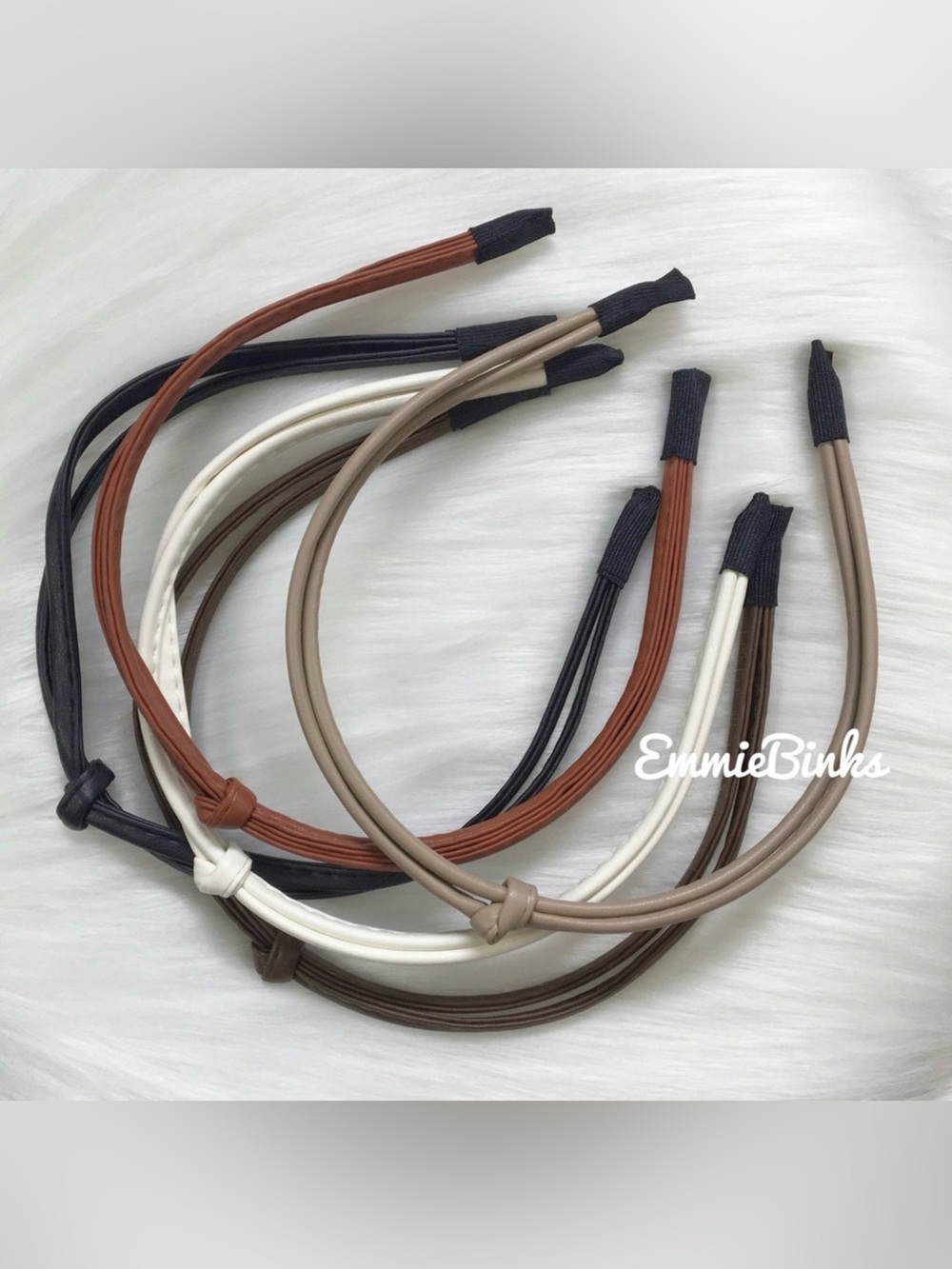✨3for$38  New Set of 5 Vegan Leather Thin Knot Accent Minimalist Hairbands